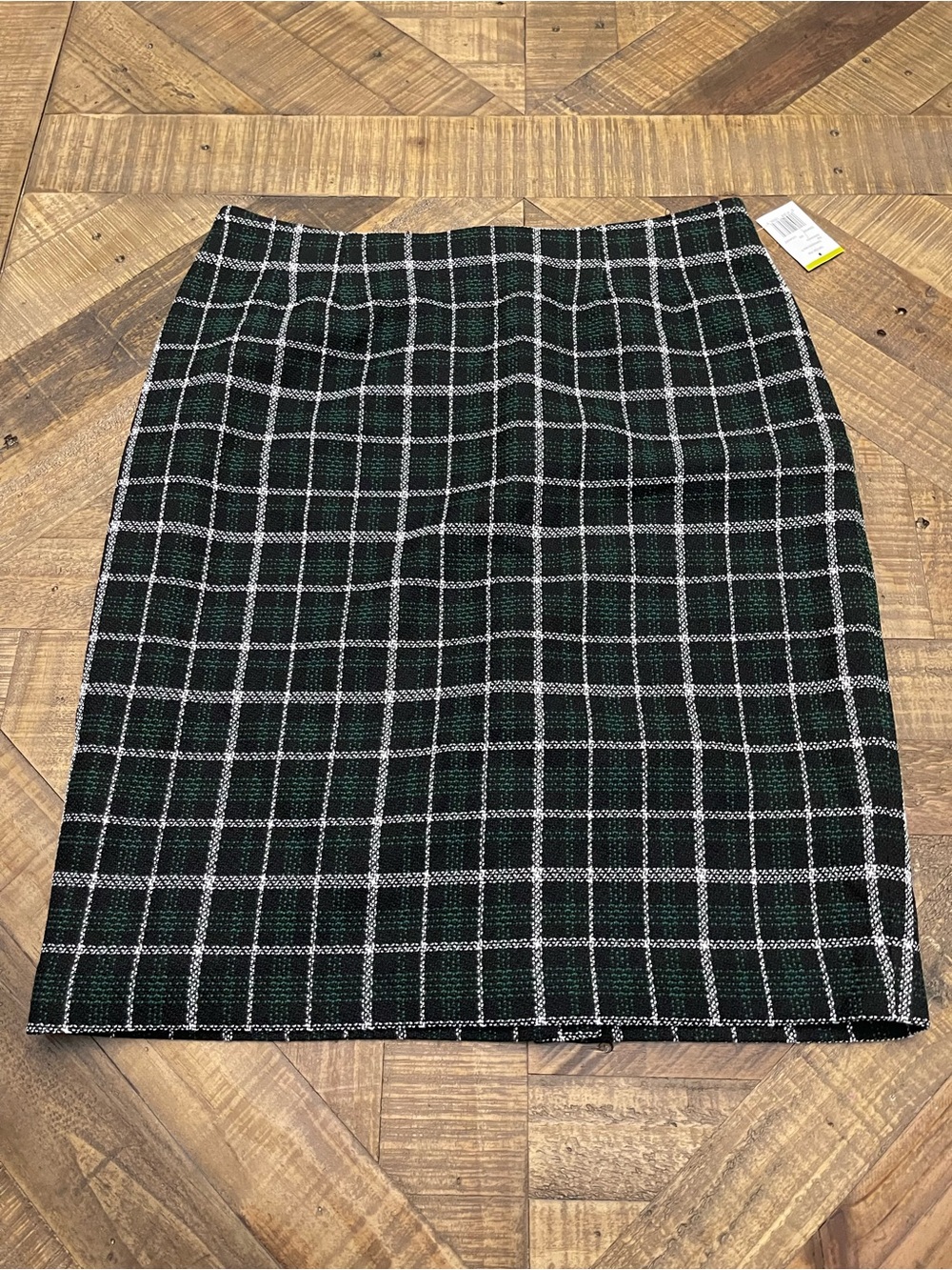 Black Label by Evan-Picone Windowpane Plaid Tweed Pencil Skirt, Size 14 NWT